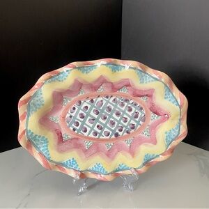 12" Ruffled Fluted Platter - "Keukenhof" by Mackenzie-Childs